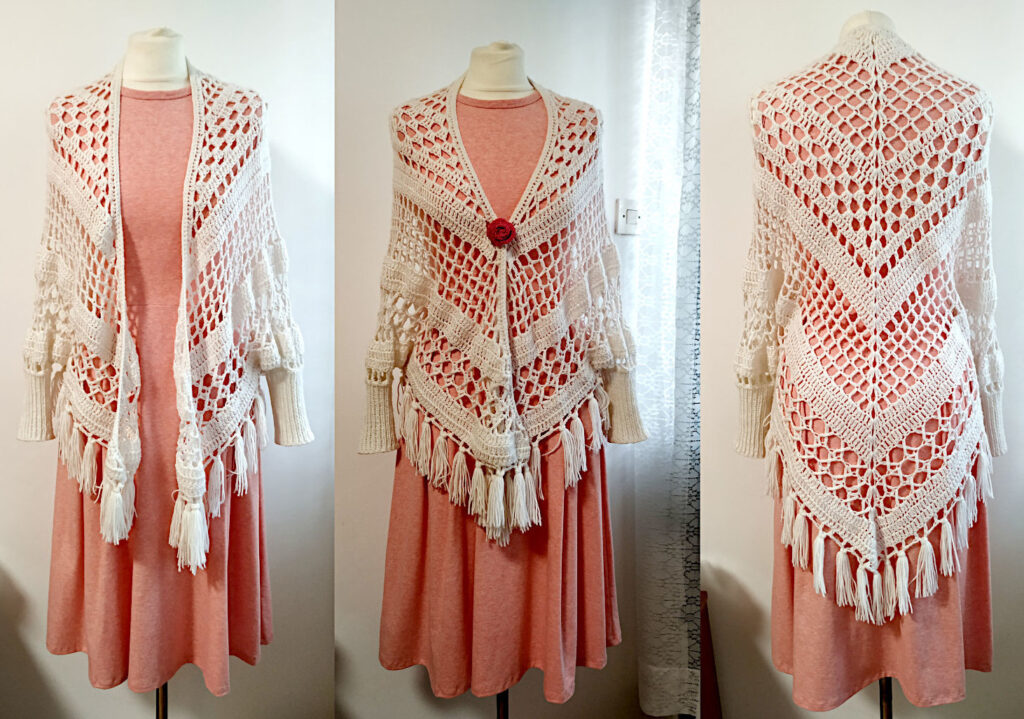crochet mexicana shawl wrap with sleeves