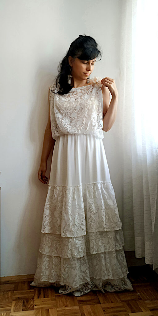 sew draft dress skirt in one from vintage curtain
