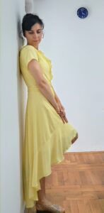 Draft Sew Asymmetric ruffled wrap dress