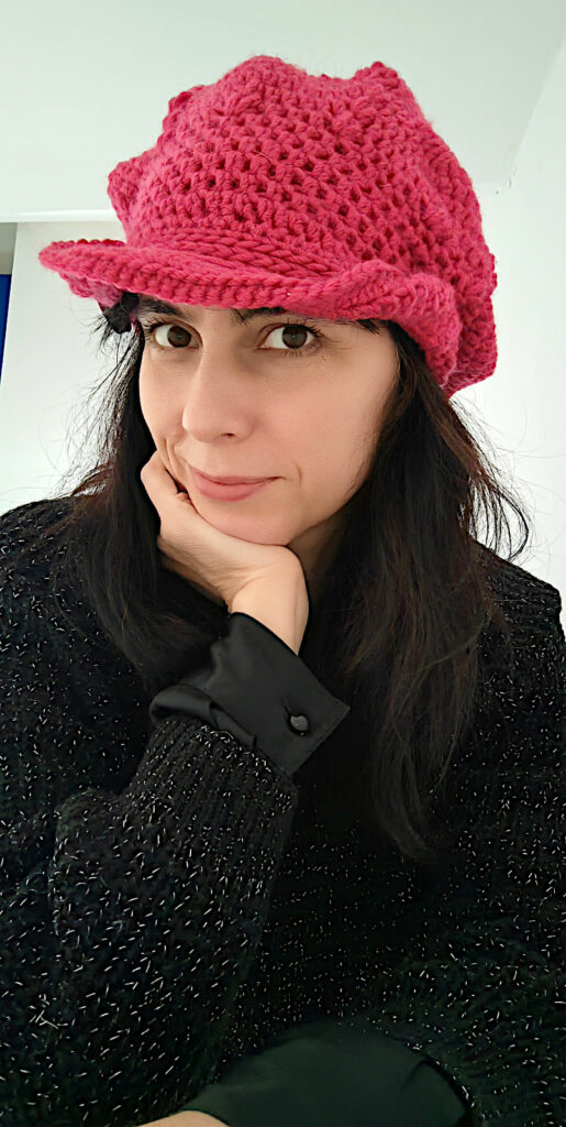 crochet newsboy cap hat with folded visor written pattern