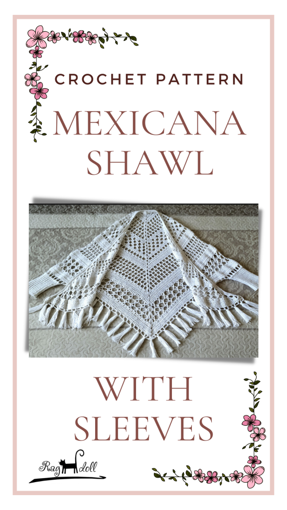 crocheted wrap triangular shawl with sleeves pattern instructions
