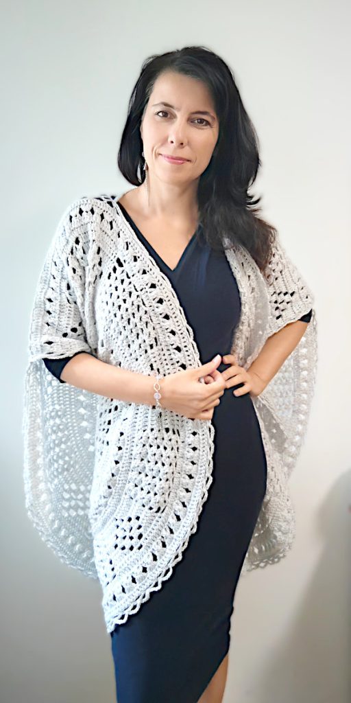 Heklani ogrtač Mesečeva Kneginja crochet beautiful pattern moon duchess shawl cardigan