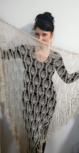 crochet silk pineapple triangular shawl