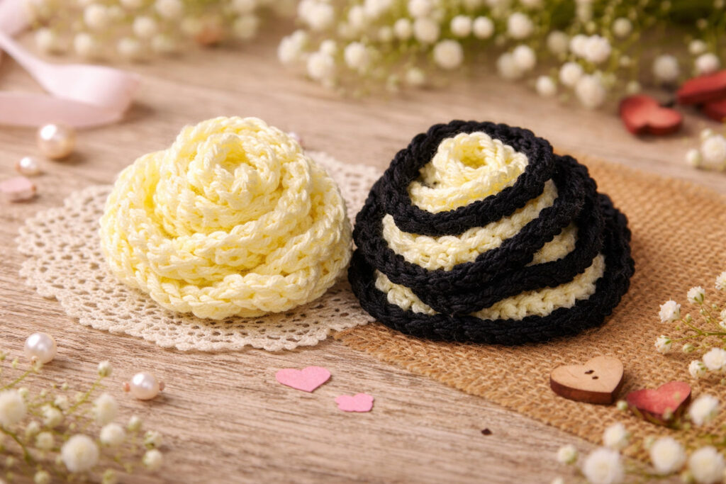 crochet rose brooch choker necklace