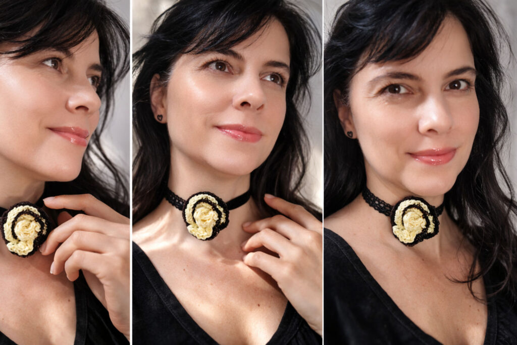 crochet rose choker necklace