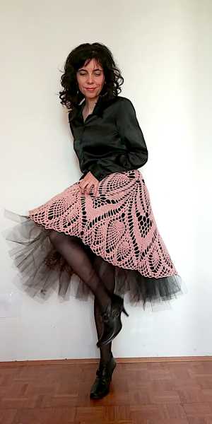 crochet pineapple skirt with tulle petticoat from doily pattern