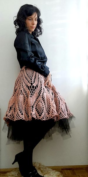 crochet lace lacy Pinaple flare skirt from doily pattern