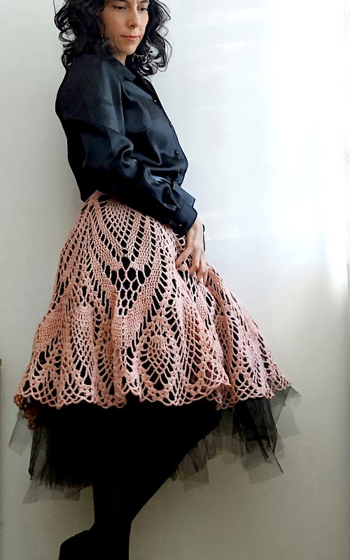 crochet lace lacy Pinaple flare skirt from doily pattern