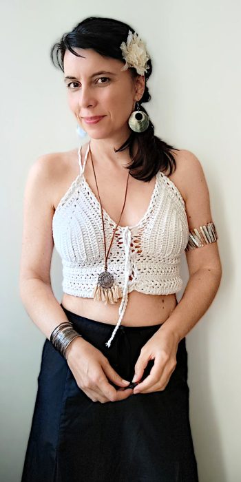 crochet crop top pleteni heklani set mesečevo dete