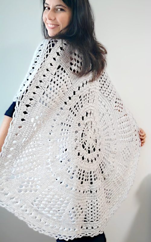 Heklani ogrtač Mesečeva Kneginja crochet beautiful pattern moon duchess shawl cardigan