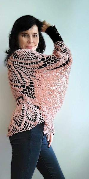 crochet lace lacy Pinaple Poncho from doily pattern