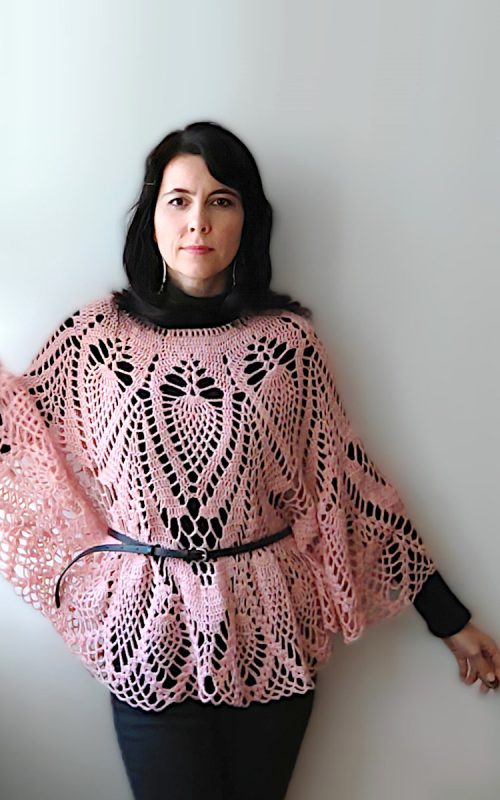 crochet lace lacy Pinaple Poncho from doily pattern
