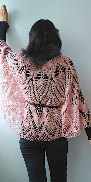 crochet lace lacy Pinaple Poncho from doily pattern