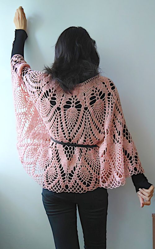 crochet lace lacy Pinaple Poncho from doily pattern